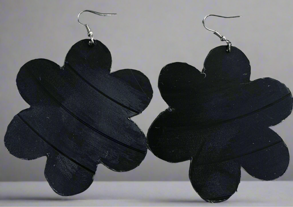 Vinyl Record Flower Earrings