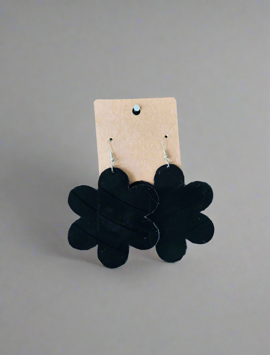 Vinyl Record Flower Earrings