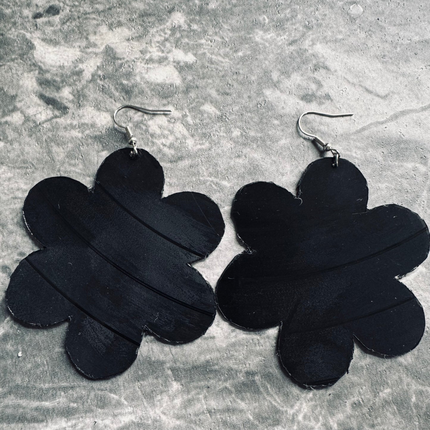 Vinyl Record Flower Earrings